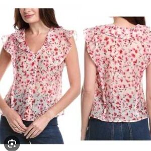 CAbi Women's Pink Floral Blouse